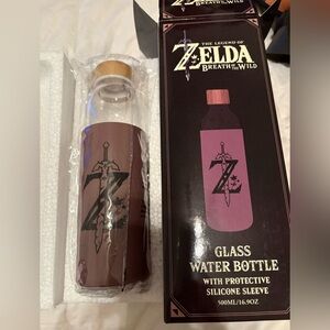 The legend of Zelda breath of the wind glass water bottle with silicone sleeve